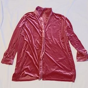 Pink Velvet Button Up